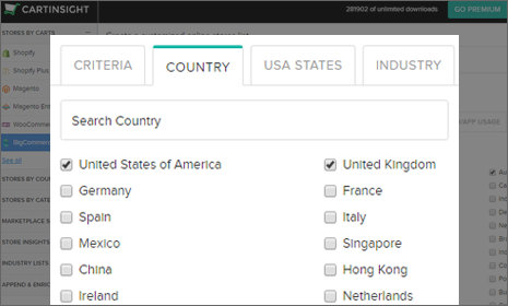 Find stores in specific countries and states